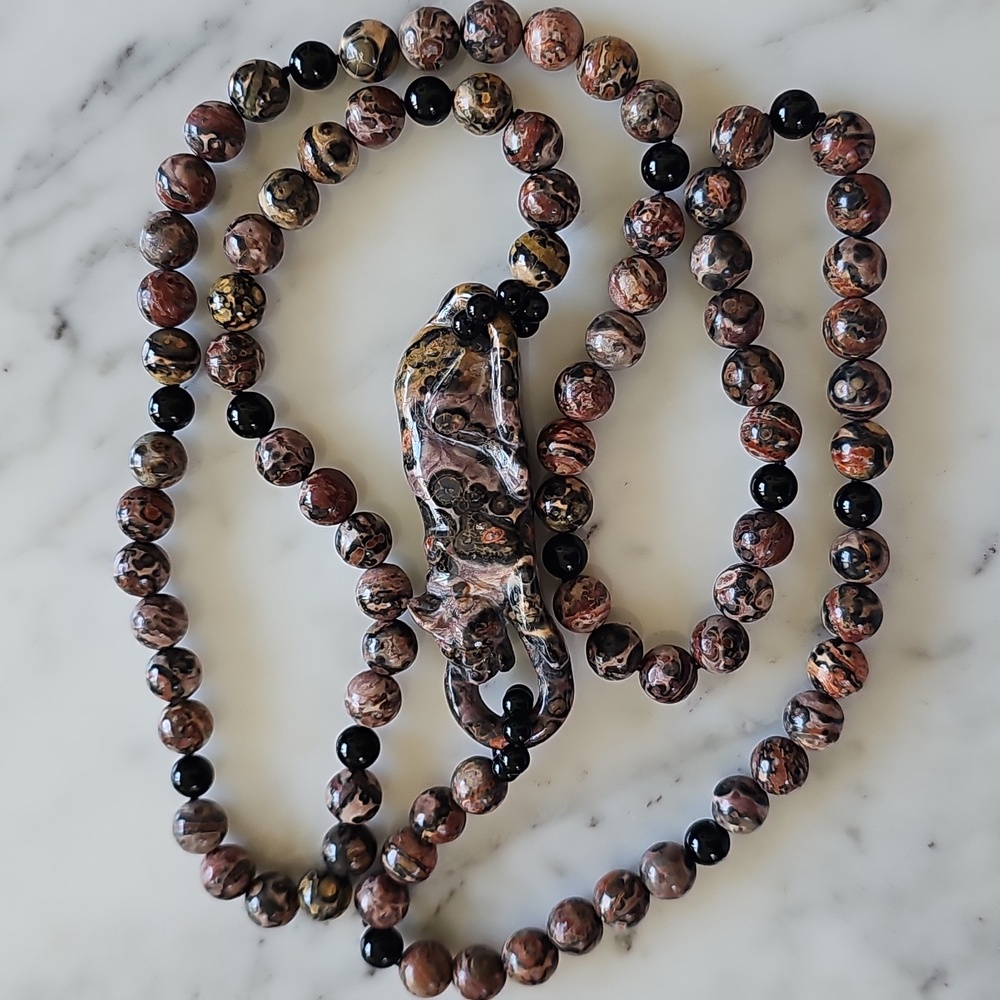 🟤HP🟤Leopard Skin Jasper Onyx Necklace - Picture 2 of 10